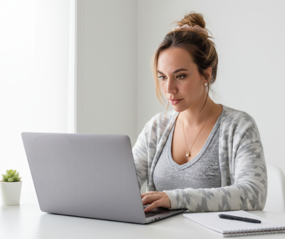 Ruva Creations – La fondatrice en train de développer un site web pour un client à Sherbrooke et Estrie